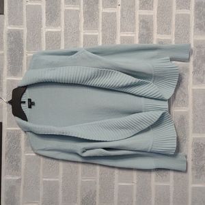 Talbots Lambswool Blend Women's Baby Blue Open Front Cardigan Size Large